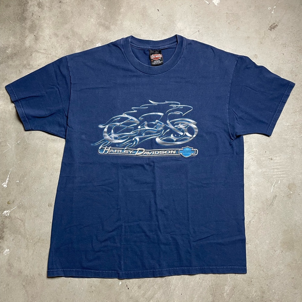 Vintage 2000 Harley Davidson Shirt Mens XL Blue Short Sleeve Little Rock, AR